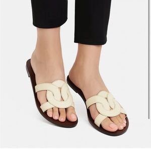 & Other Stories Cream Knot Leather Slide Sandals US/10
